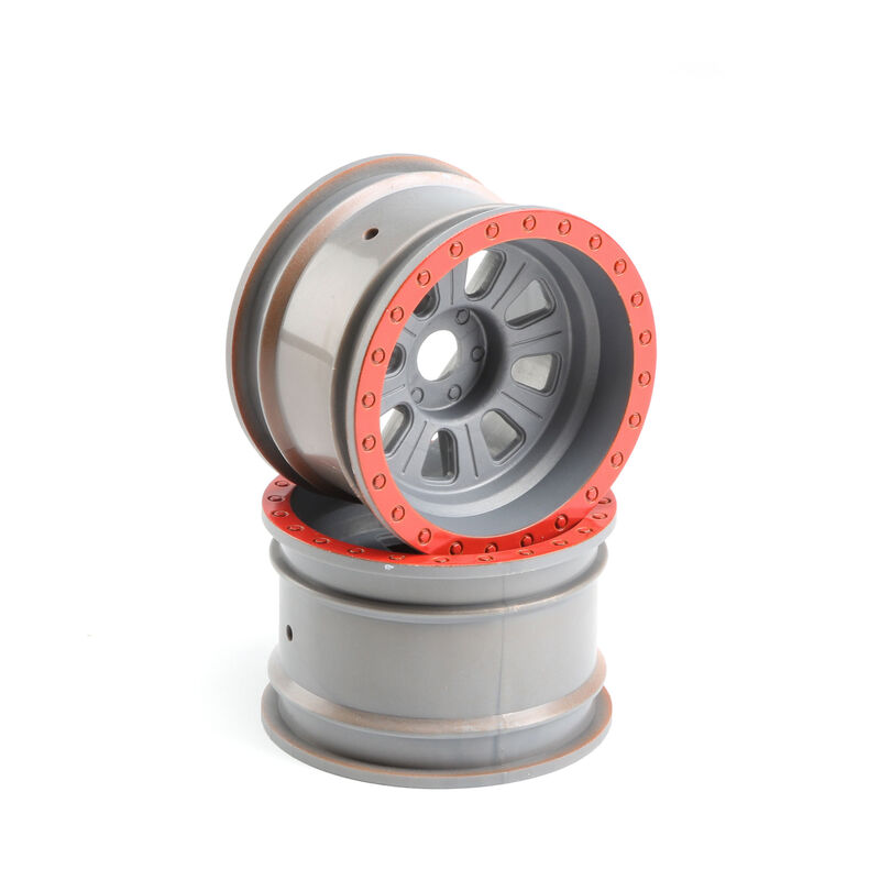 1/6 Front/Rear 3.6 Wheels, 20mm Hex, Silver (2): Super Rock Rey