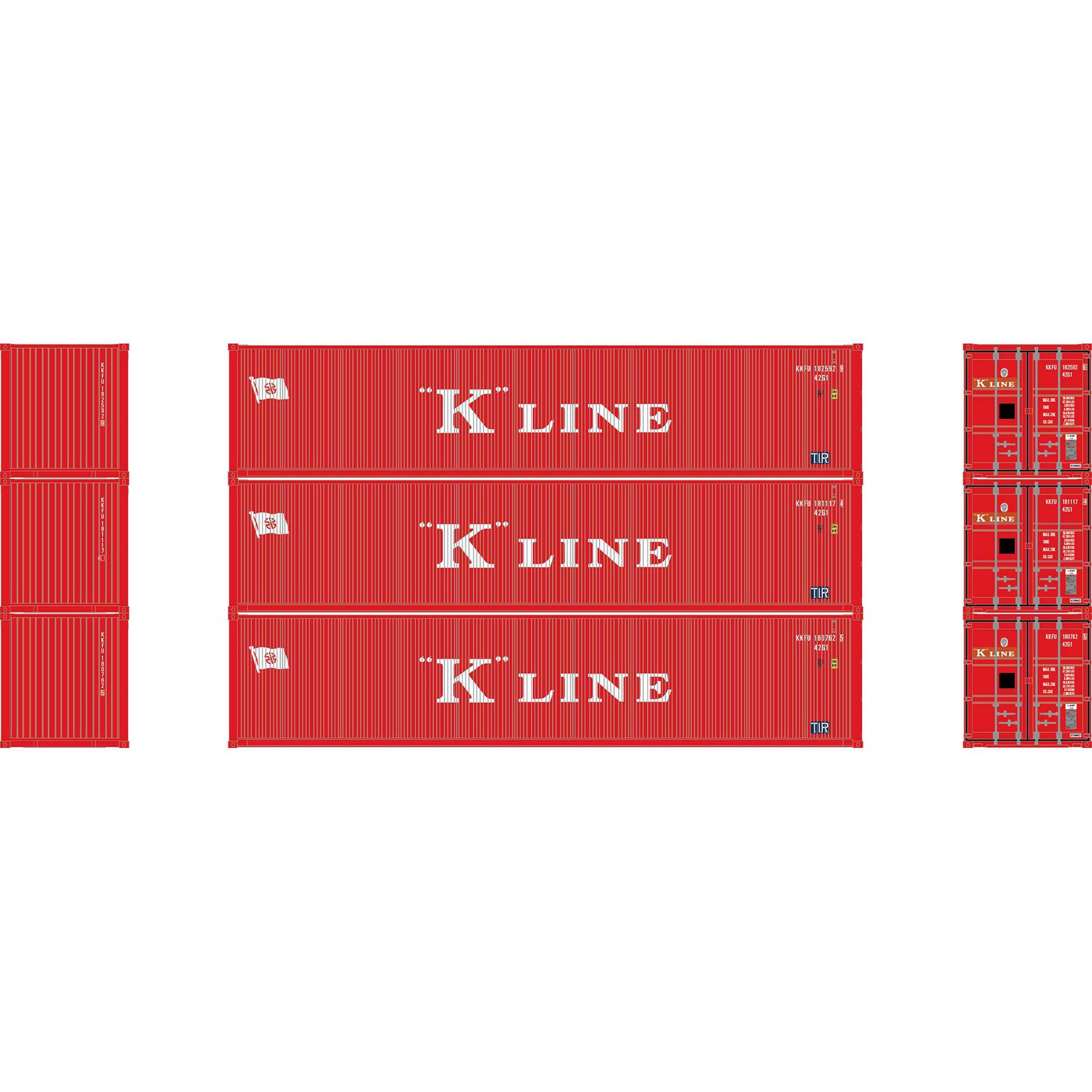 HO ATH 40' Corrugated Low-Cube Container, KKFU #180762 5/181117 4/182592 8 (3)