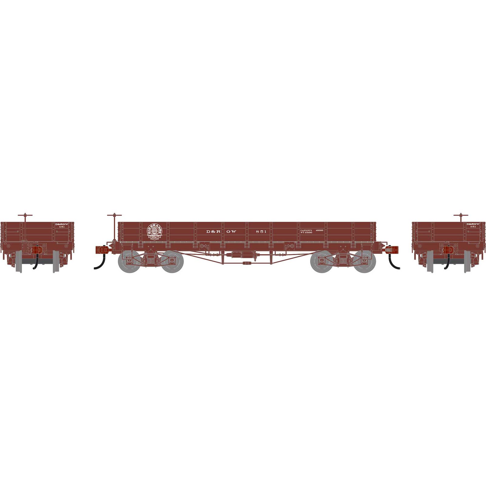 HO ATH 36' Low Side Gondola w/ Drop Gates, DRGW #851