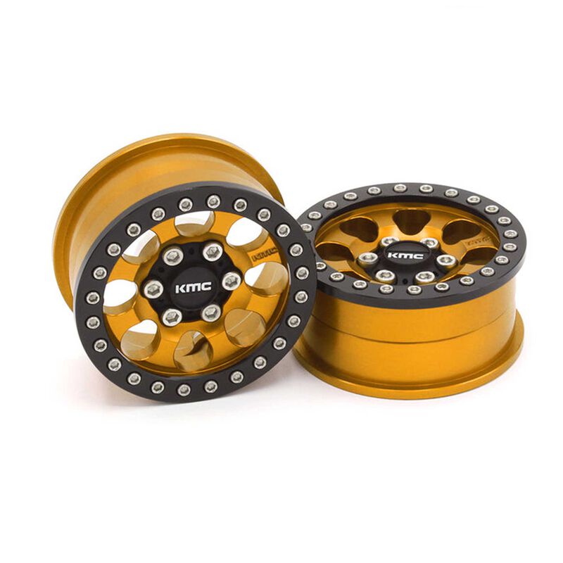 1/10 KMC KM237 Riot Beadlock Front/Rear 1.9 Rock Crawler Wheels, Gold