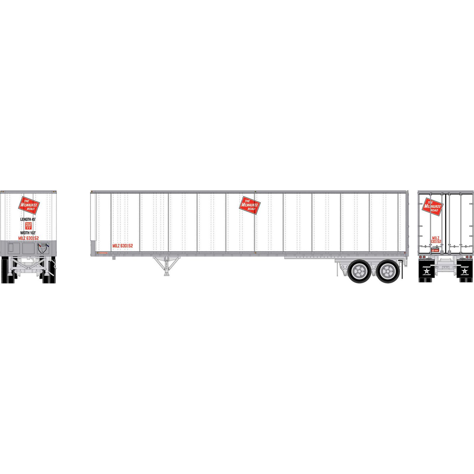 HO ATH 45' Fruehauf Z-Van Trailer Smooth Side, MILZ #630152