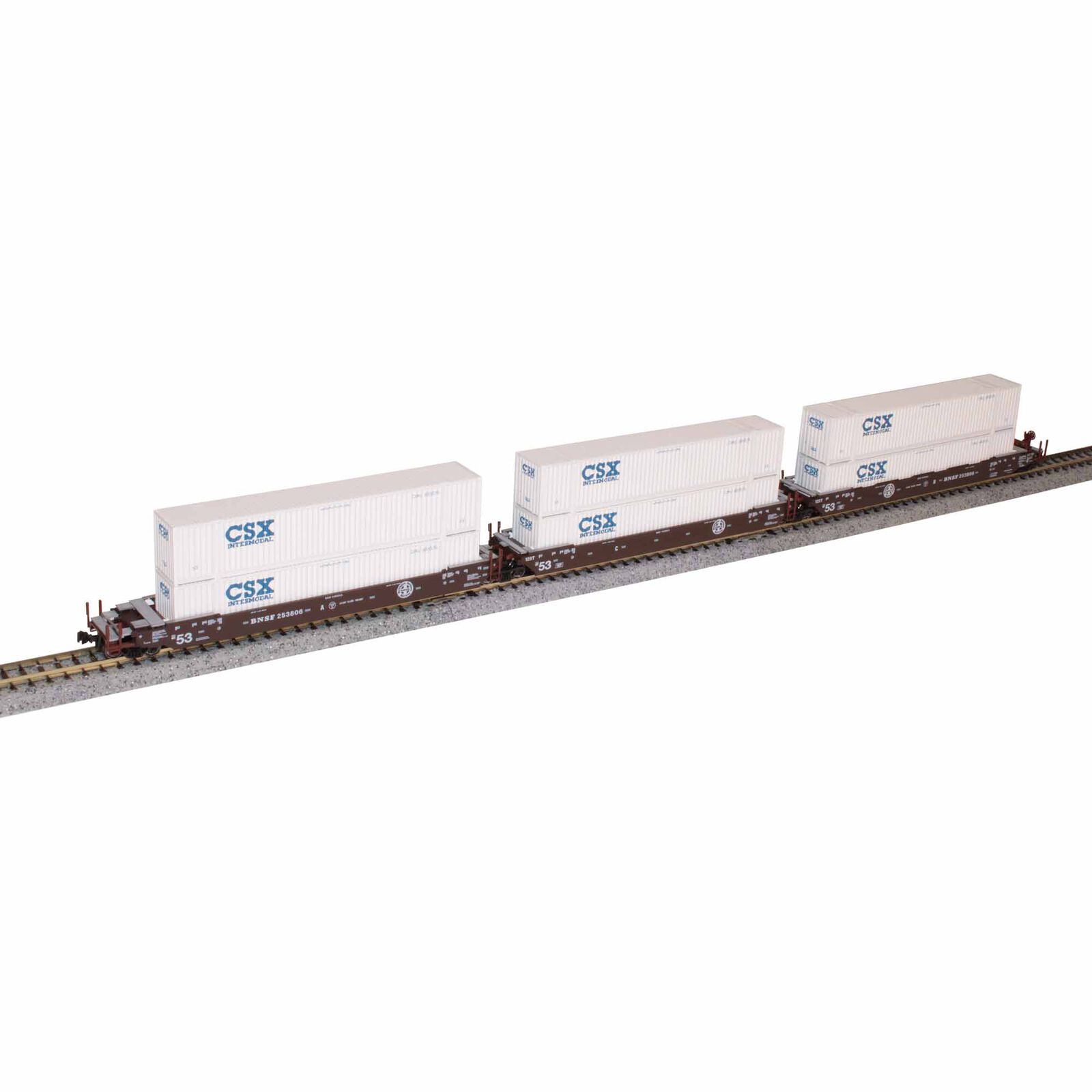 N MAXI-IV BNSF Old Logo 3-Car Set with CSX Containers (White)