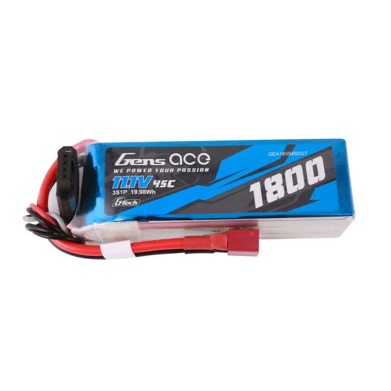 11.1V 1800mAh 3S 45C G-Tech LiPo Battery: Deans
