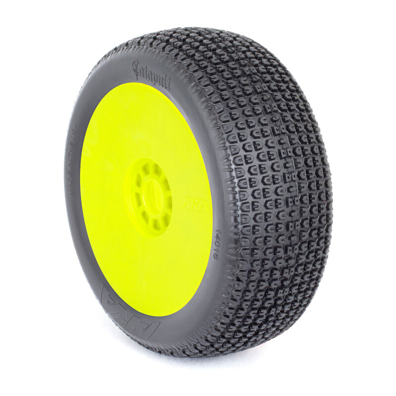 1/8 Catapult Medium Long Wear Pre-Mounted Tires, Yellow EVO Wheels (2): Buggy