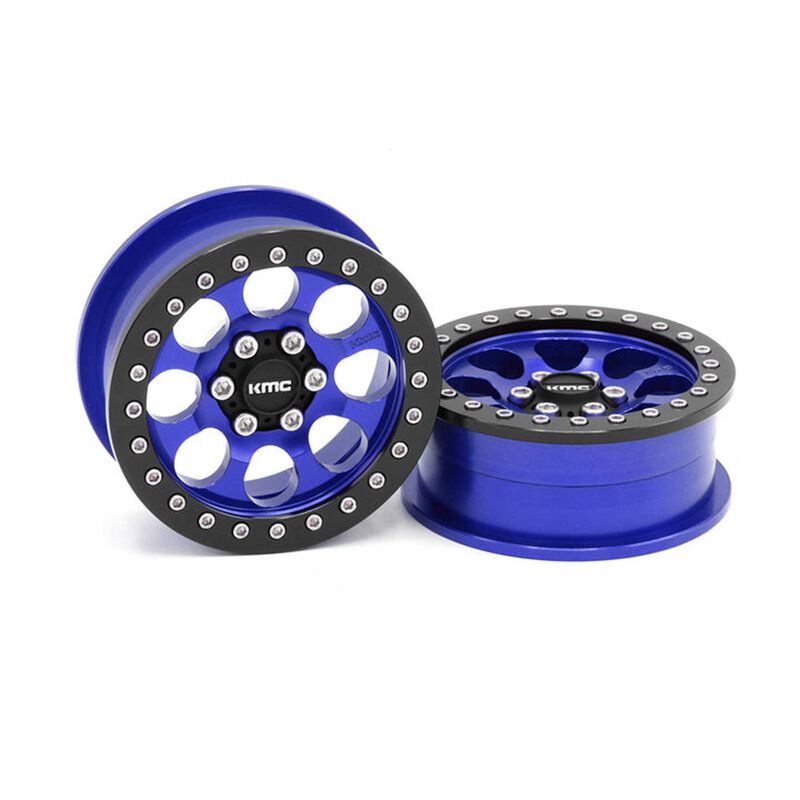 1/10 KMC KM237 Riot Beadlock Front/Rear 2.2 Rock Crawler Wheels, Blue