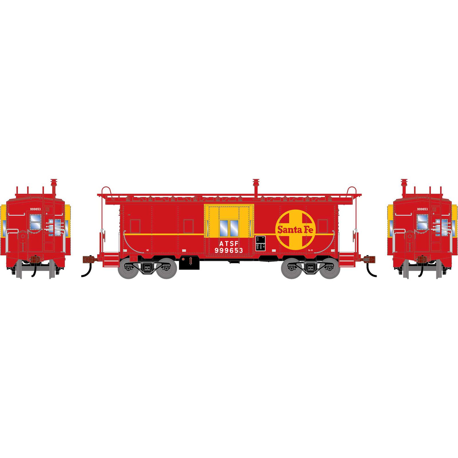 HO ATH Bay Window Caboose, ATSF #999653