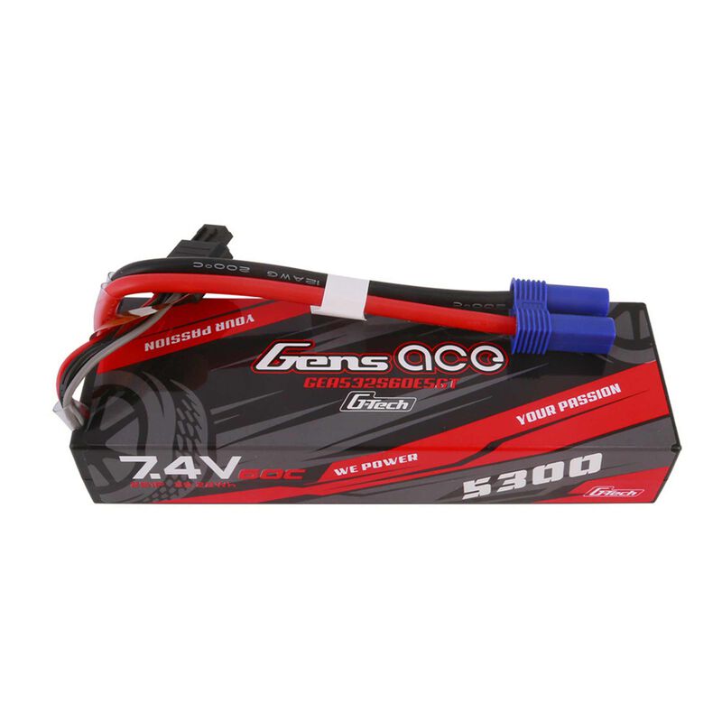 7.4V 5300mAh 2S 60C G-Tech Hardcase LiPo Battery: EC5