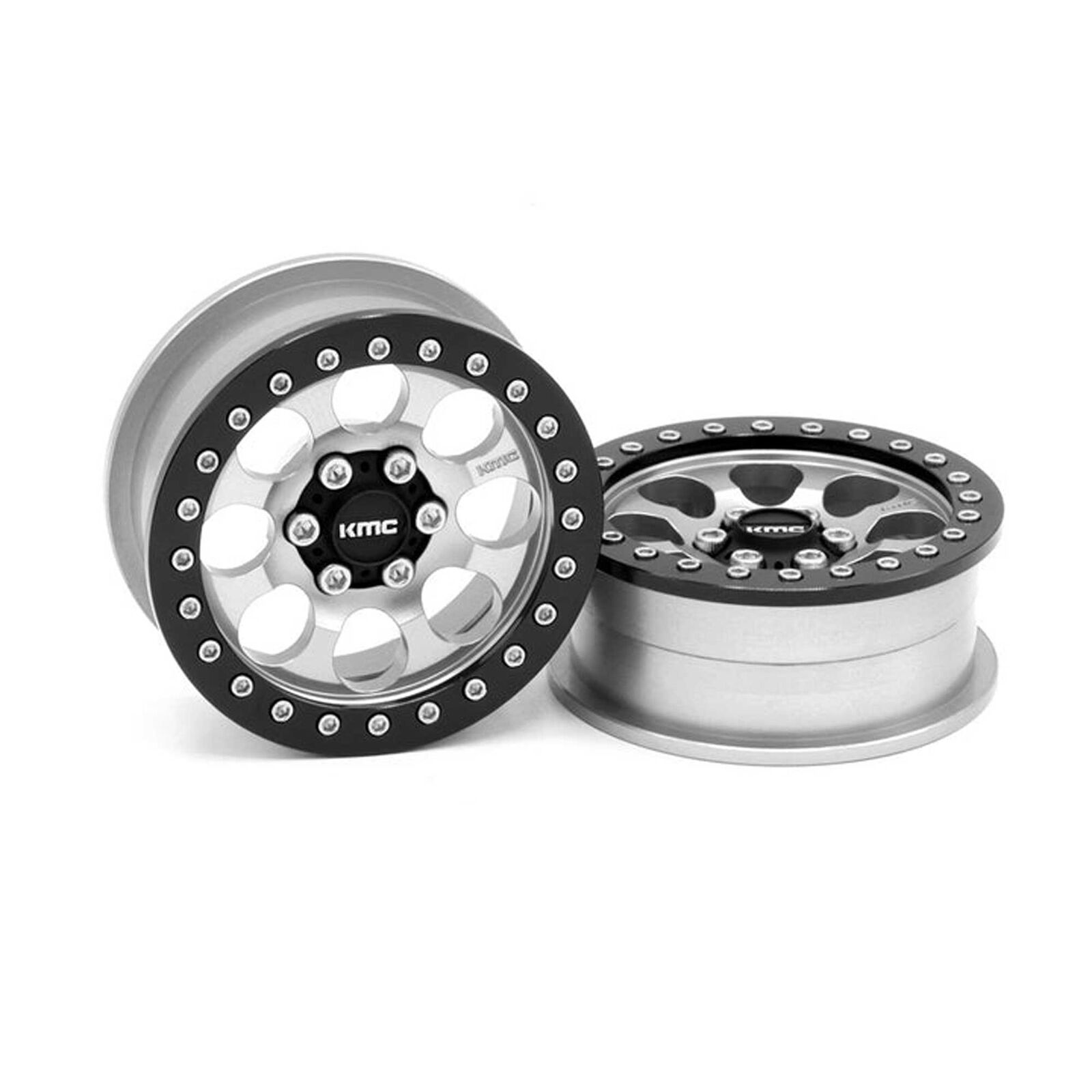 1/10 KMC KM237 Riot Beadlock Front/Rear 2.2 Rock Crawler Wheels, Silver
