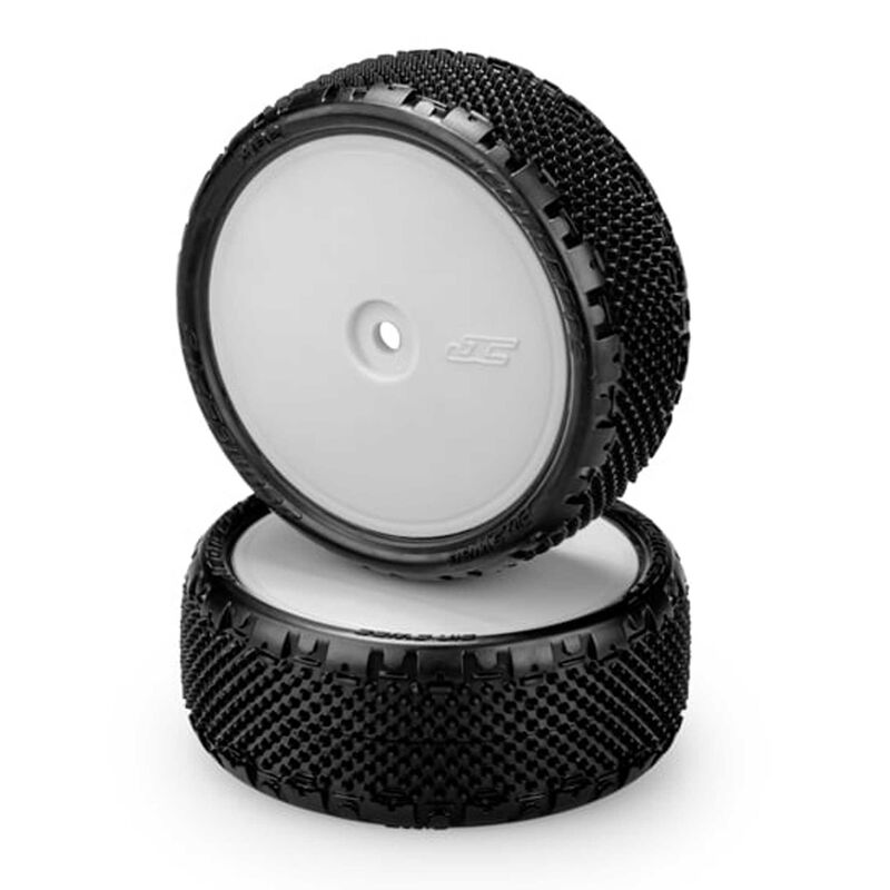 1/10 Pin Swag 2.2" Pre-Mounted 4WD Front Buggy Tires, White Wheels, Pink Compound (2)