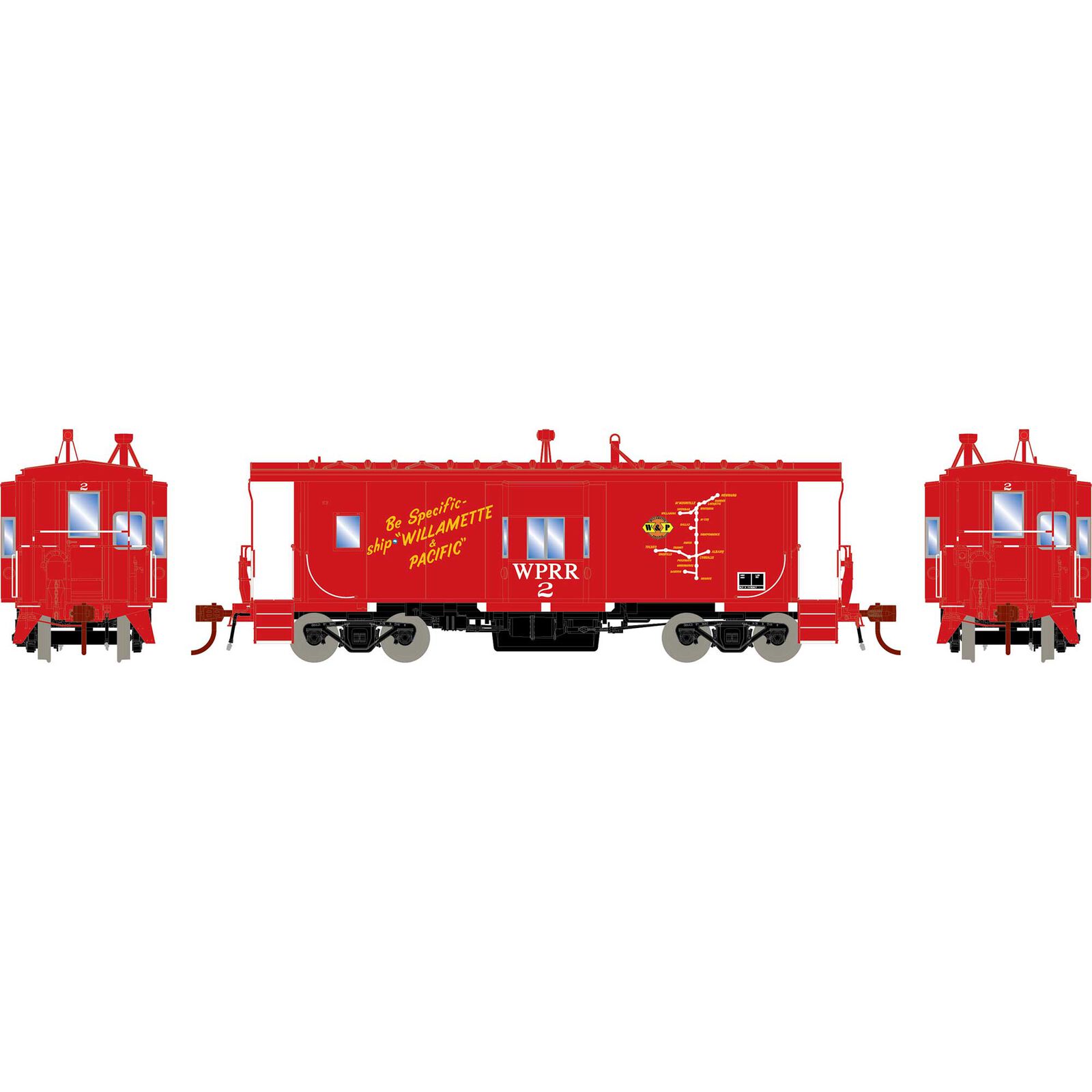 HO Bay Window Caboose with Lights, WPRR #2