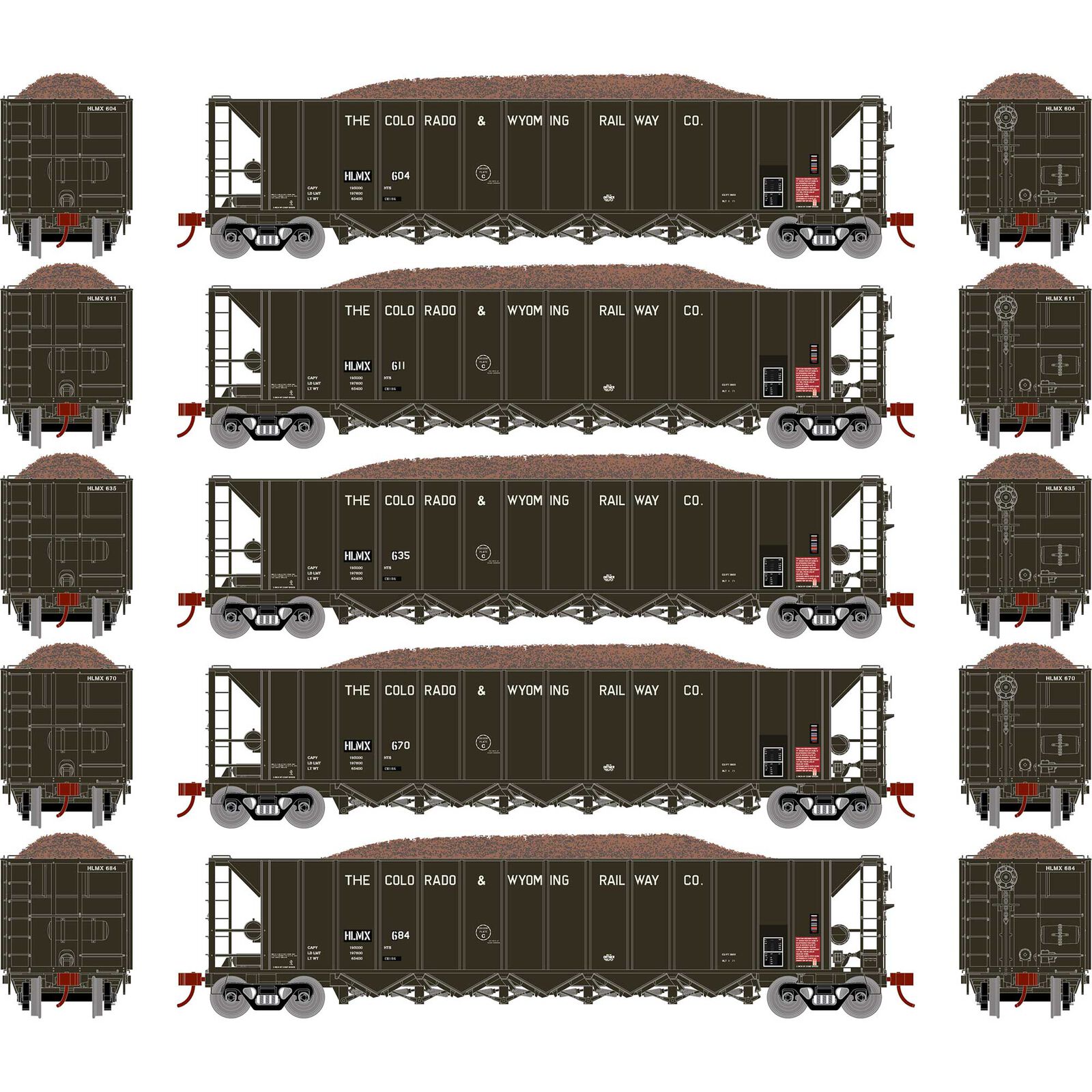 HO RTR 5-Bay Rapid Discharge Hopper HLMX #1 (5)