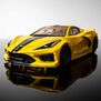 HO Chevy Corvette C8 Mega G+ Slot Car, Accelerated Yellow