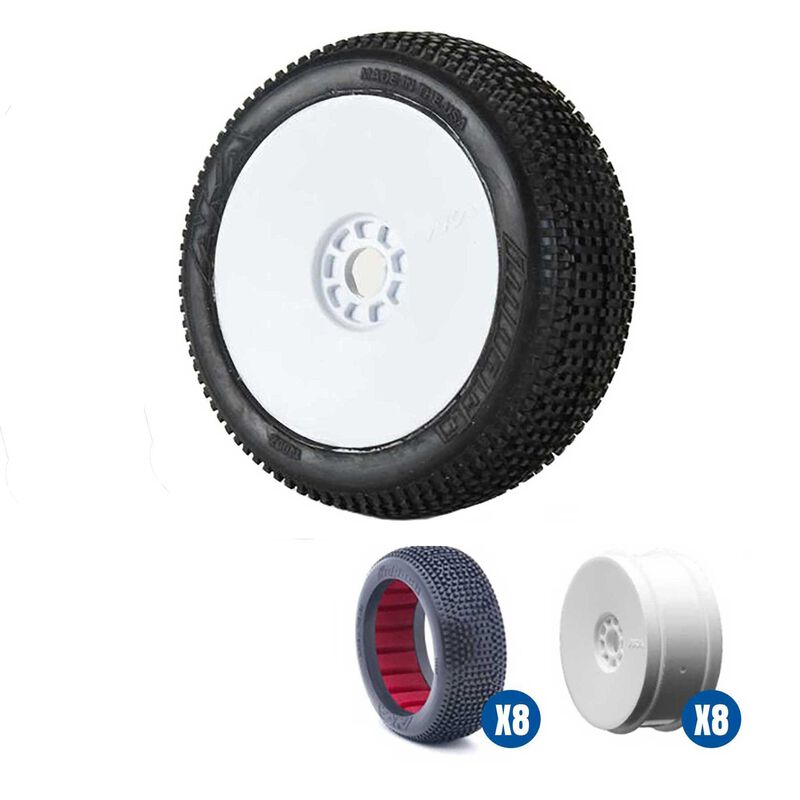 1/8 Impact SLW Off-Road Tires Racer Bundle, White Wheels: Buggy