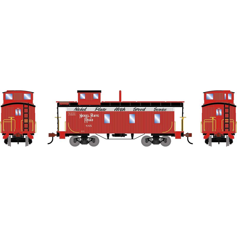 HO ATH 3-Window Wood Caboose, NKP #885