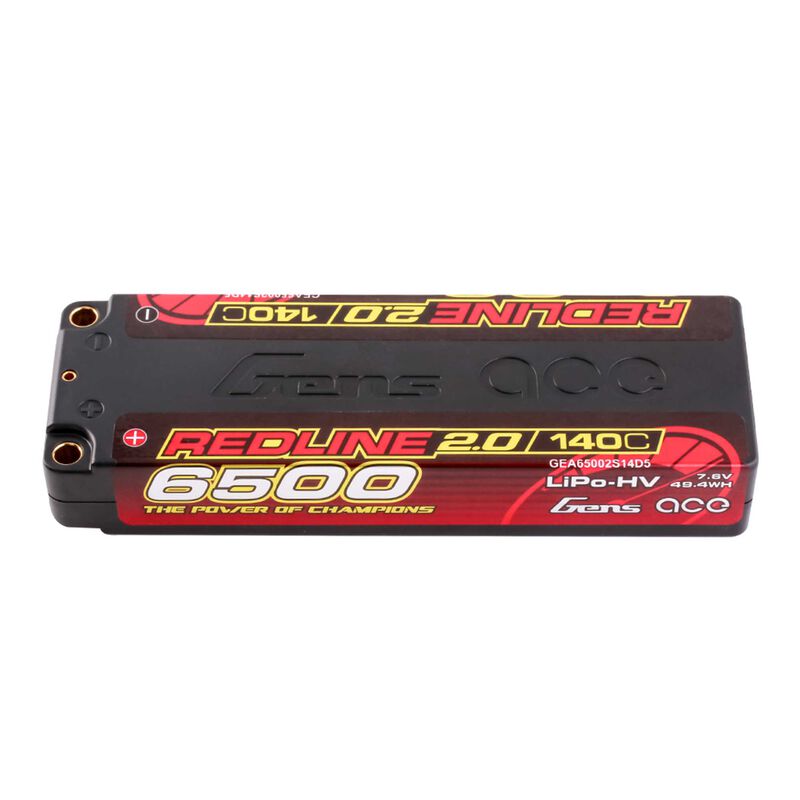 7.6V 6500mAh 2S 140C Hardcase LiHV Battery: 5mm Tubes
