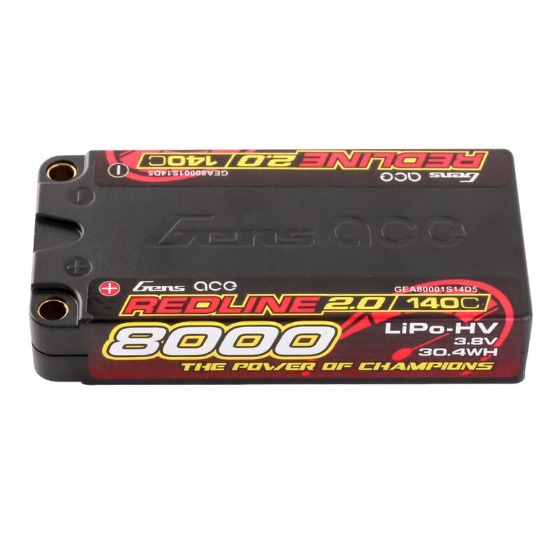 3.8V 8000mAh 1S 140C Shorty LiHV Battery: 5mm Tubes