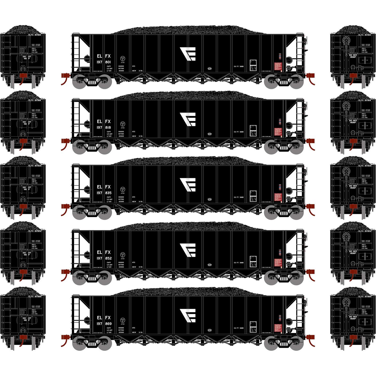 HO RTR 5-Bay Rapid Discharge Hopper, ELFX #1 (5)