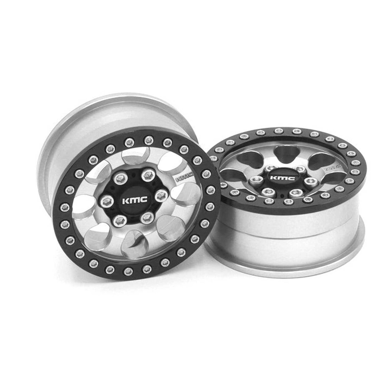 1/10 KMC KM237 Riot Beadlock Front/Rear 1.9 Rock Crawler Wheels, Silver