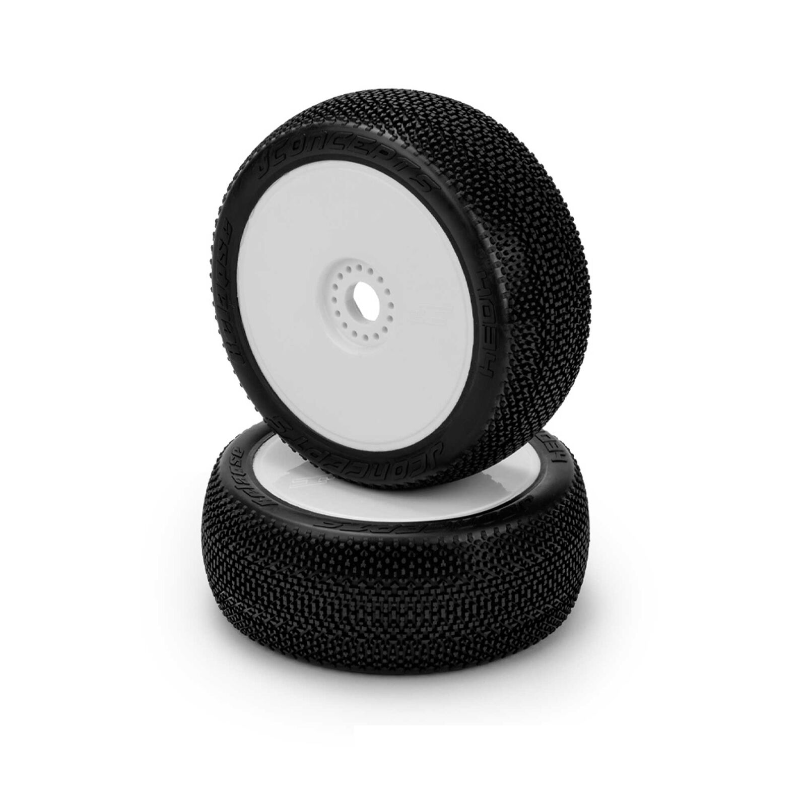 1/8 Relapse 83mm Pre-Mounted Buggy Tires, White Wheels, Green Compound (2)