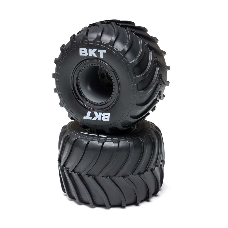 MT Tires, Black Beadlock, Premounted (2): Mini LMT