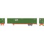 HO ATH 53' Chassis with Container, Chassis- JBHZ #127890, Container- TCZU #601555