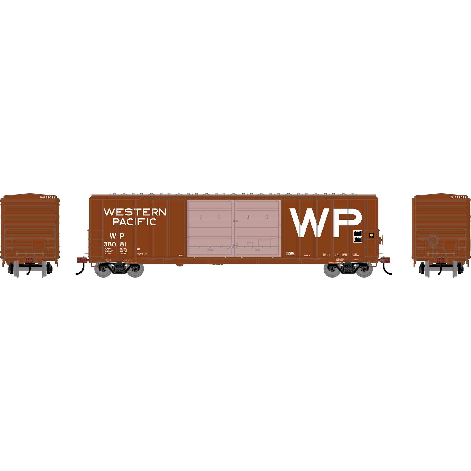 HO ATH 50' FMC 5077 Centered Double Door Box Car, WP #38081