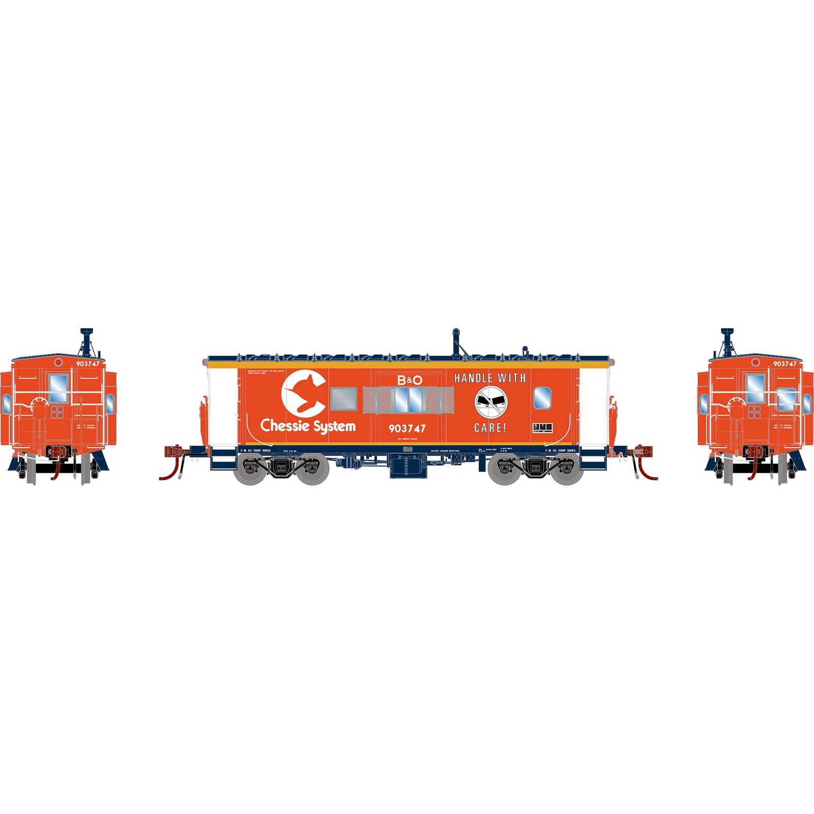 HO GEN ICC Bay Window Caboose w/Lights, BO 'Chessie/BO CCH Caboose' #903747