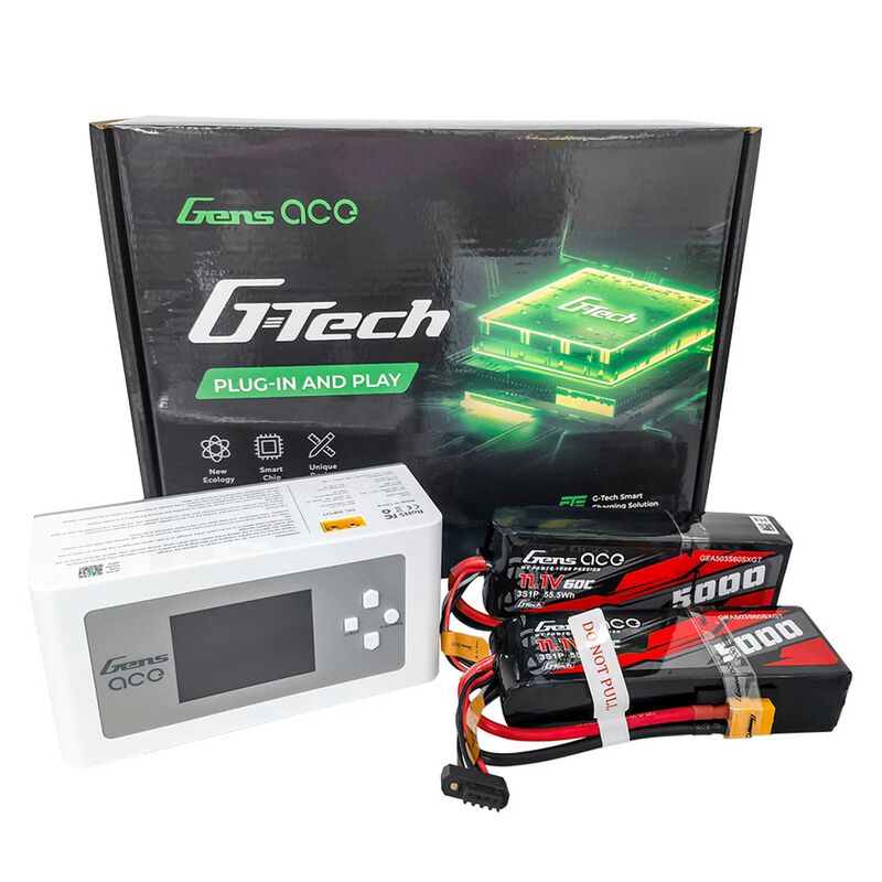 G-Tech 2 batteries Bundle: 5000mAh 3S 60C softpack XT60 x 2pcs + D300 charger