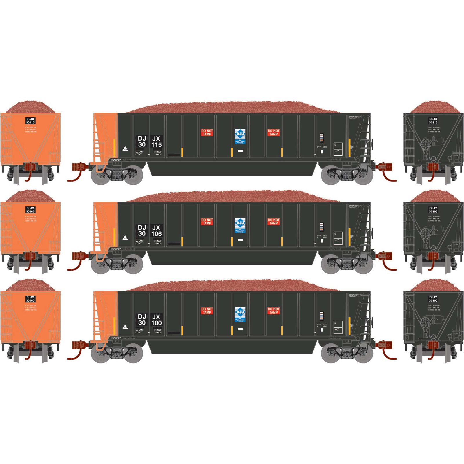 N ATH Berwick Bathtub Gondola with Load, DJJX Primed For Grime #30100/30106/30115 (3)