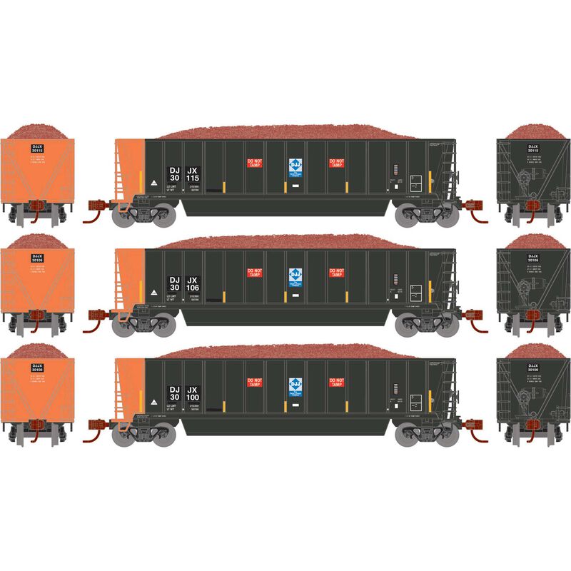 N ATH Berwick Bathtub Gondola with Load, DJJX Primed For Grime #30100/30106/30115 (3)