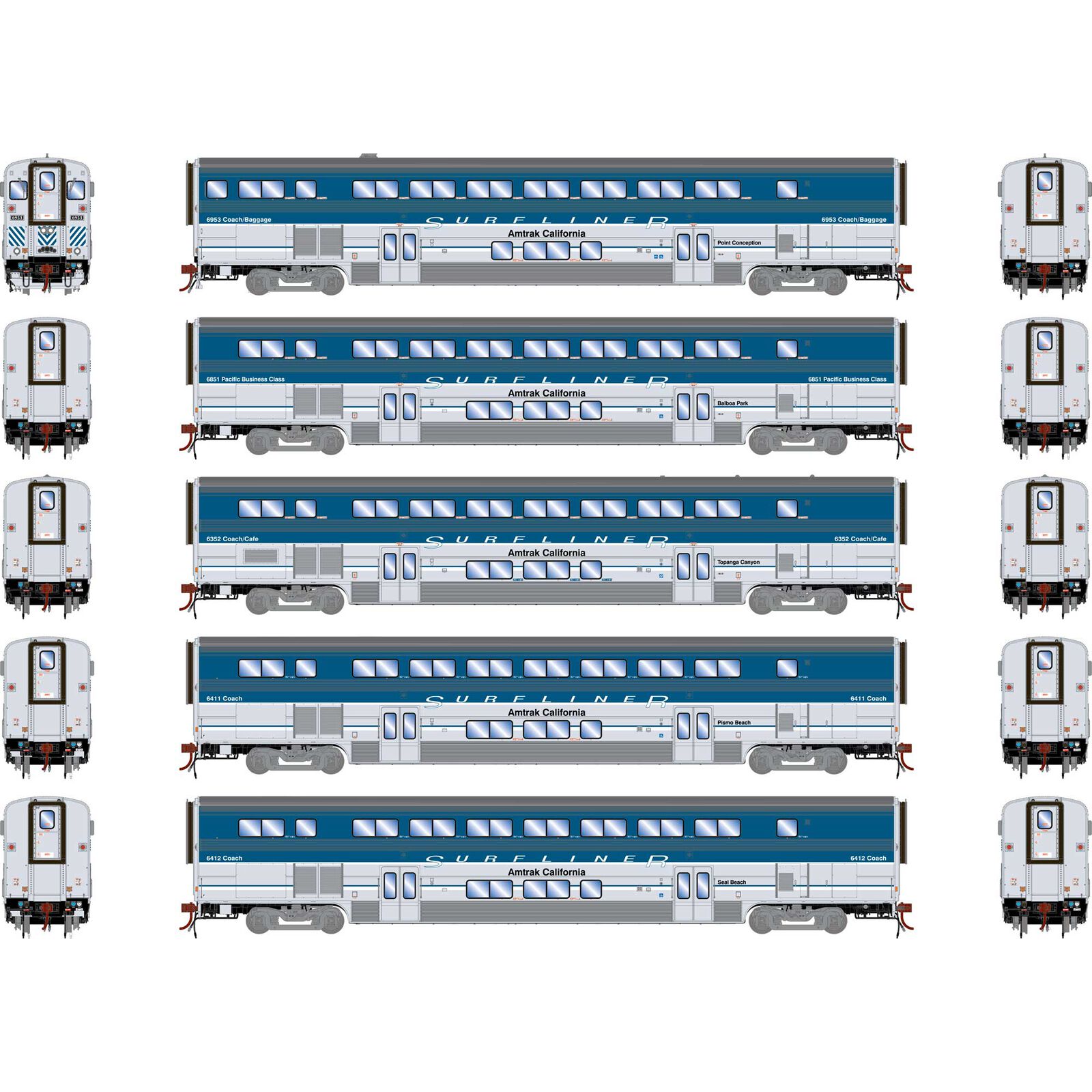 HO Surfliner Cars with Lights, Amtrak (5)