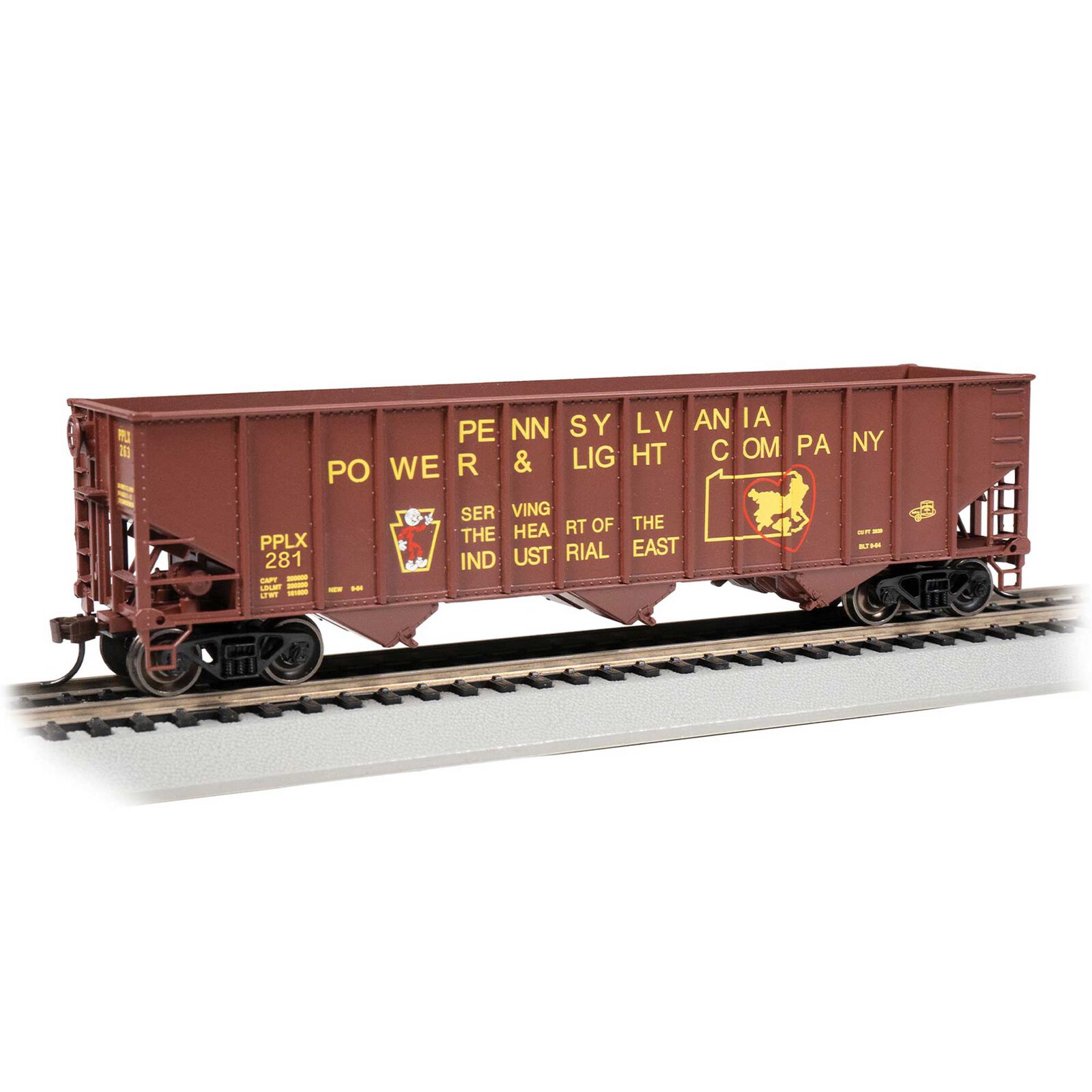 HO 100-Ton Bethlehem Steel Three Bay Hopper - Pennsylvania Power & Light #281