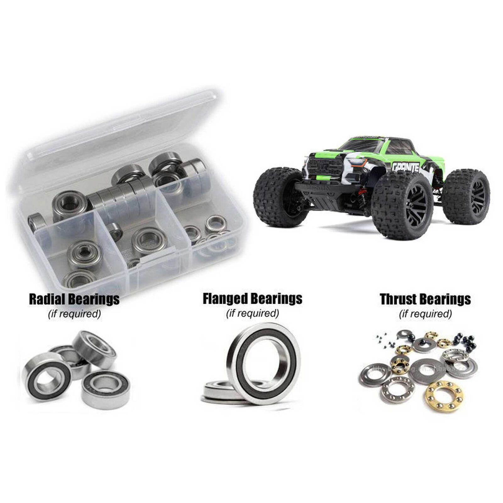 Rubber Shielded Bearing Kit, 1/18 ARRMA Granite GROM