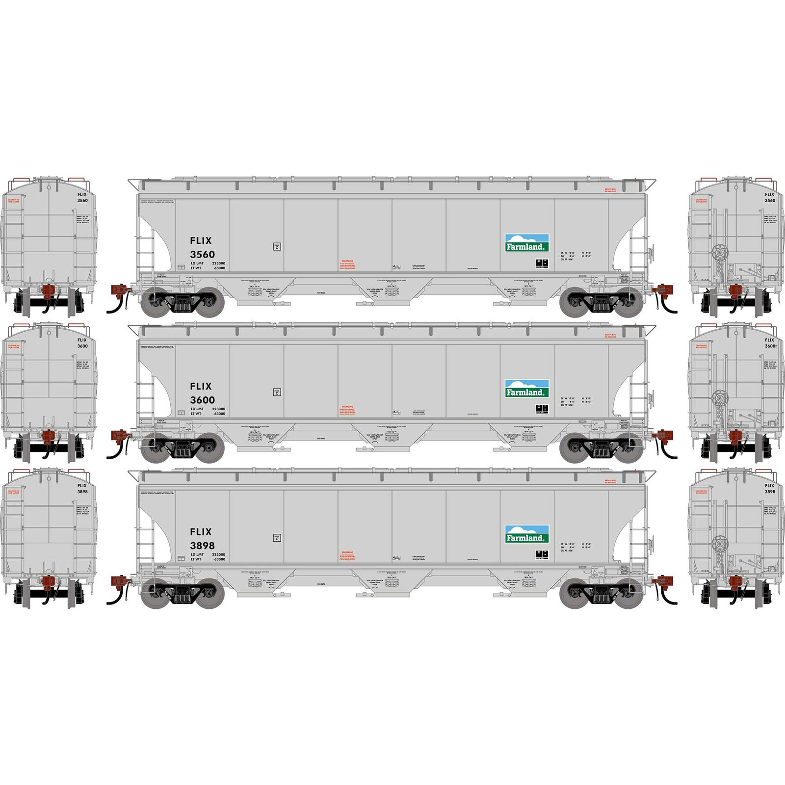 HO GEN Trinity 5161 Covered Hopper, FLIX #3560/3600/3898 (3)