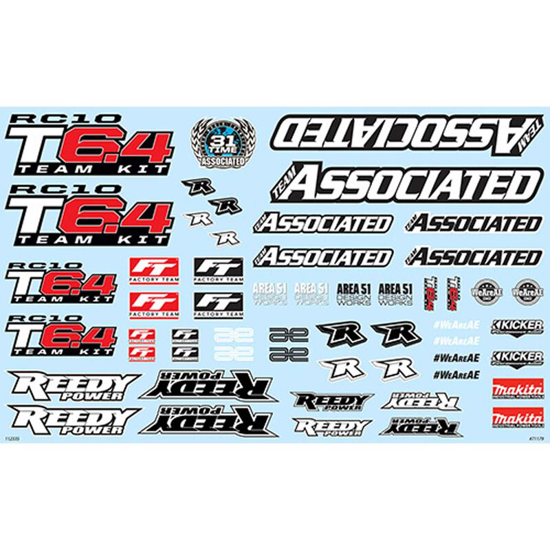 Decal Sheet, 1/10 Team Associated RC10T6.4
