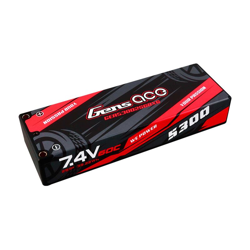 7.4V 5300mAh 2S 60C Hardcase Lipo Battery: XT60