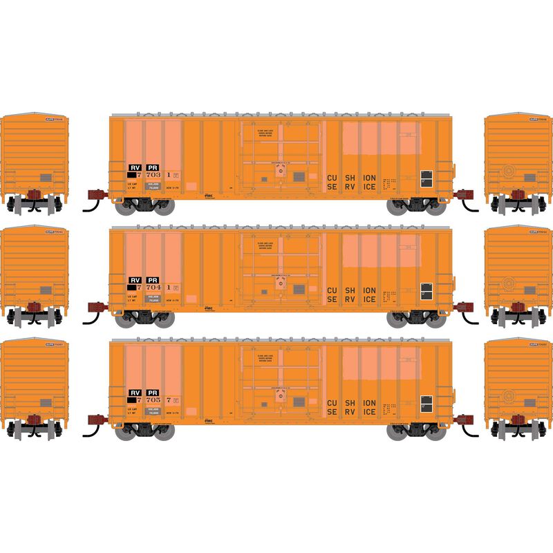 HO ATH 50' FMC 5327 12' Plug Door Box Car, Primed for Grime RVPR #77031/77041/77057 (3)