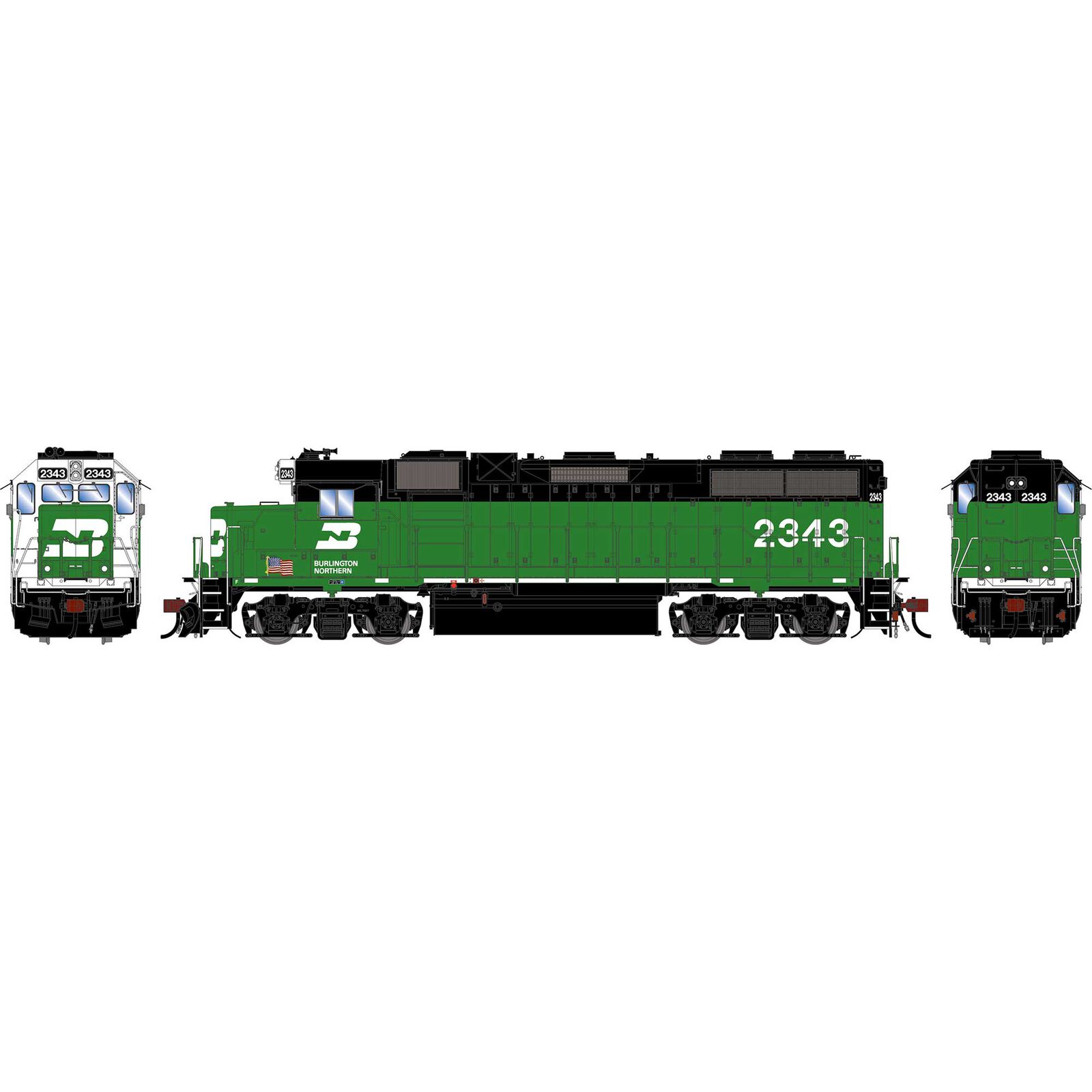 HO GEN GP38-2 Locomotive w/DCC & Sound, BN #2343