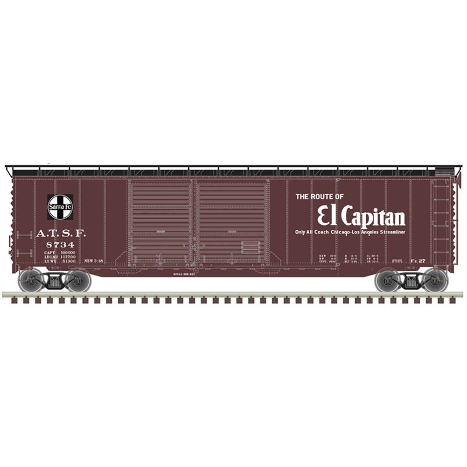 HO 50' Postwar Box Car Santa Fe "El Capitan" 8734