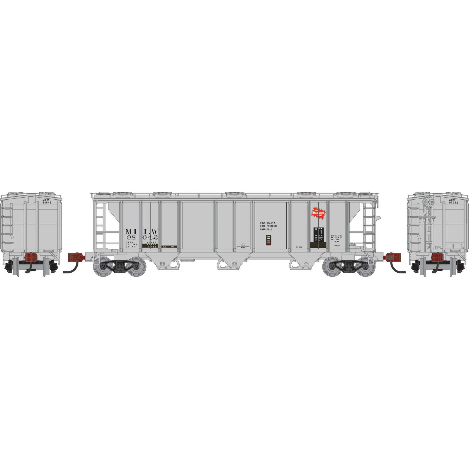 N PS-2 2893 3-Bay Covered Hopper, MILW Primed For Grime #98042