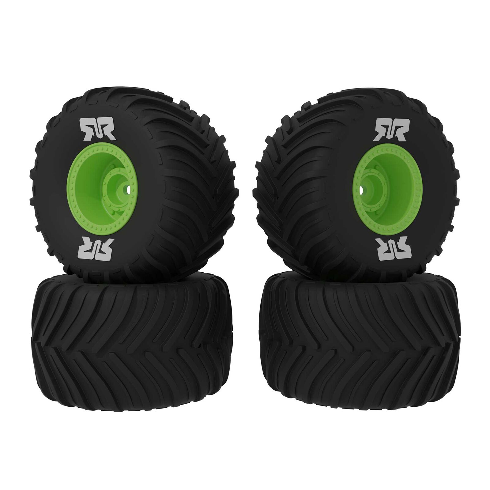 dBoots Chevron MT Tire Set Glued, Green (2 Pairs): GROM