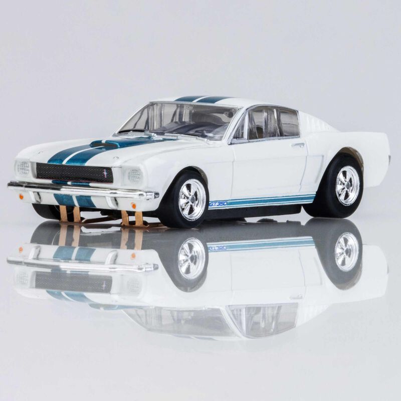 HO 1965 Ford Shelby GT350 Mega G+ Slot Car, White & Blue
