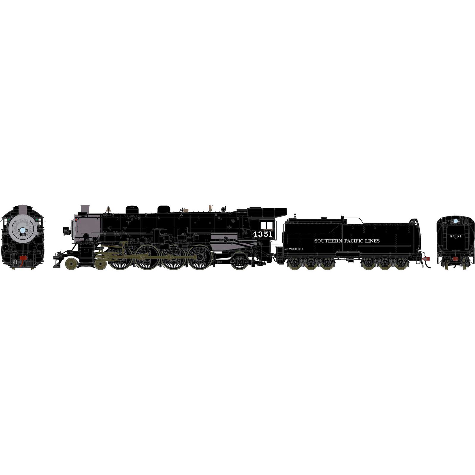HO GEN 4-8-2 MT-4 Locomotive w/DCC & Sound, Early Black SP #4351