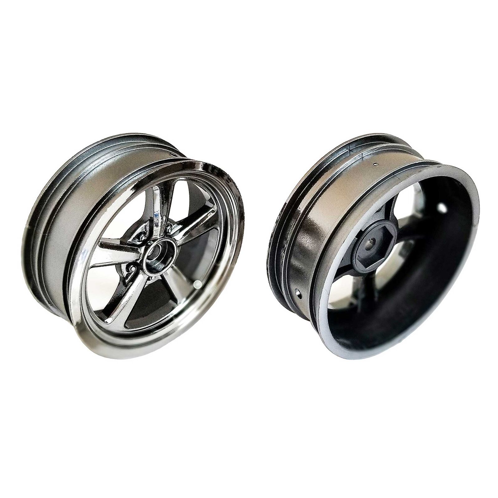 1/10 2.2" Front Drag Car Wheels, Black Chrome (2)