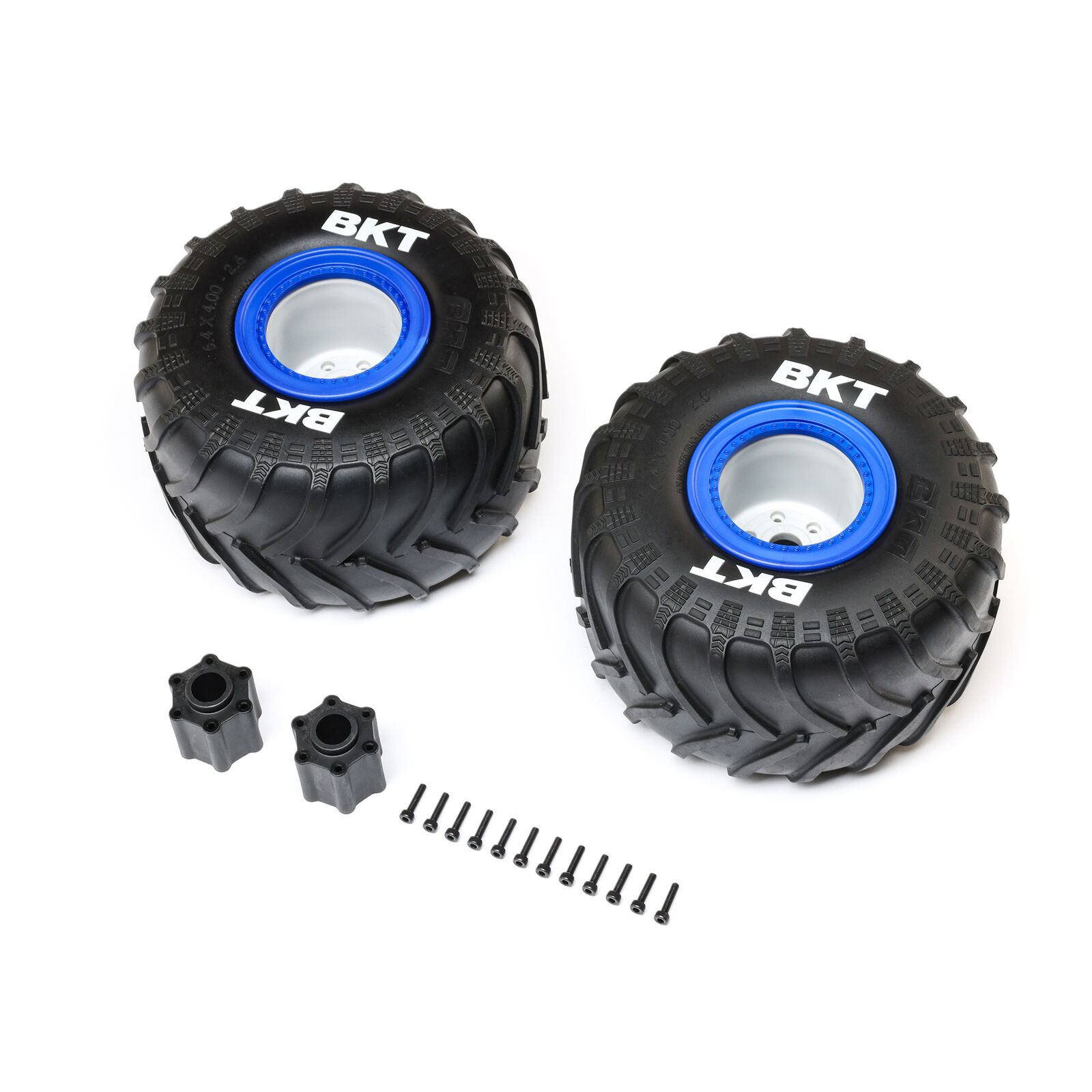 BKT 2.6" Monster Truck Tire, Med, Premount, Blue (2): LMT 2.0