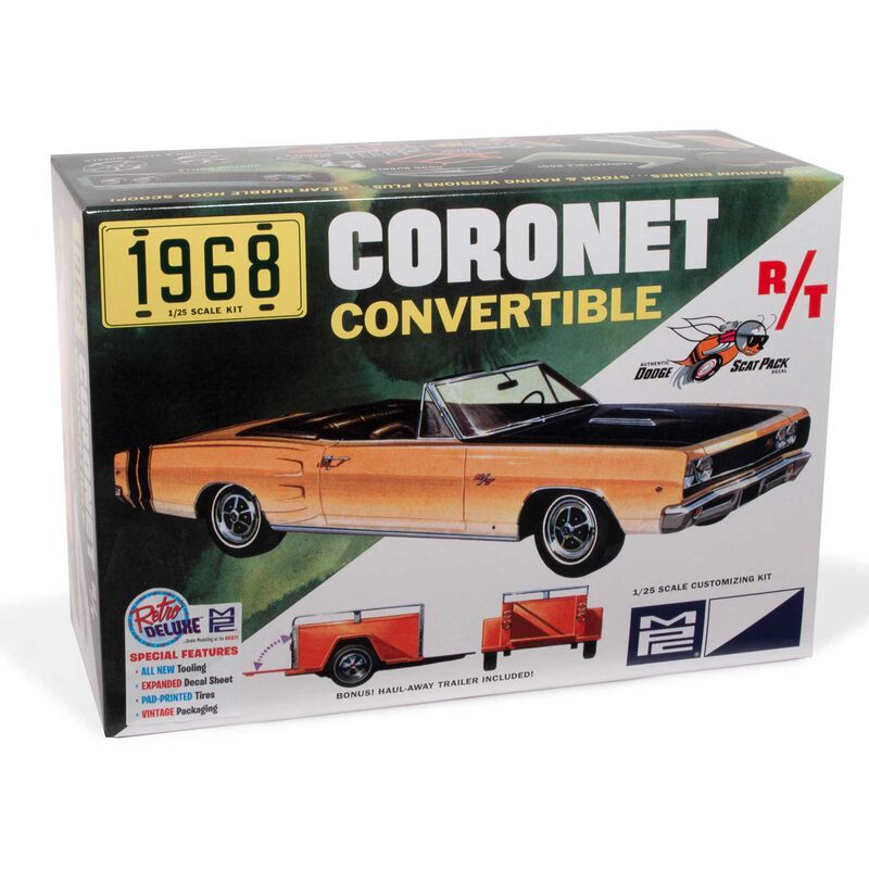 1/25 1968 Dodge Coronet Convertible with Trailer Model Kit