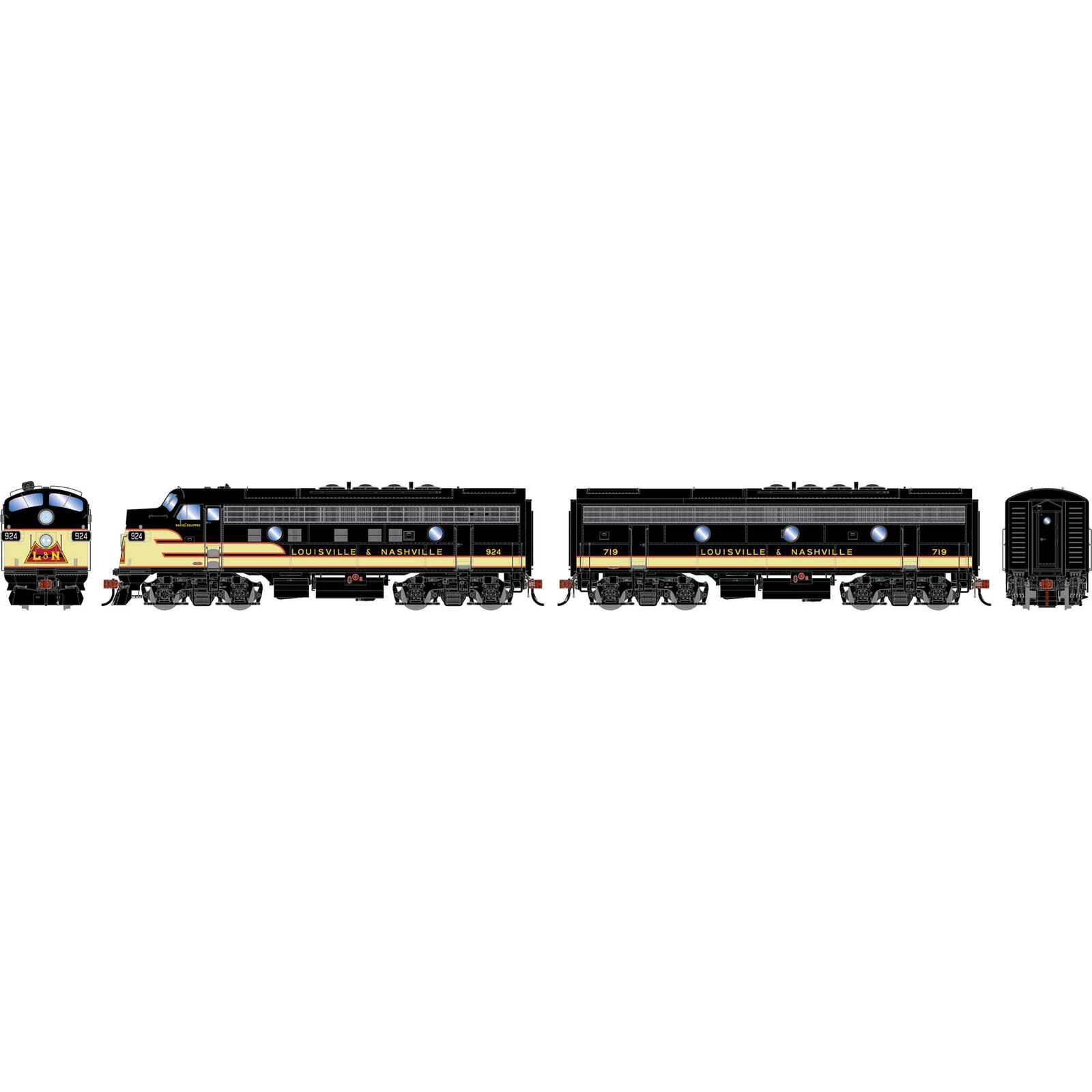 HO F9A / F9B Locomotive Set with DCC & Sound, Freight LN #924, #719