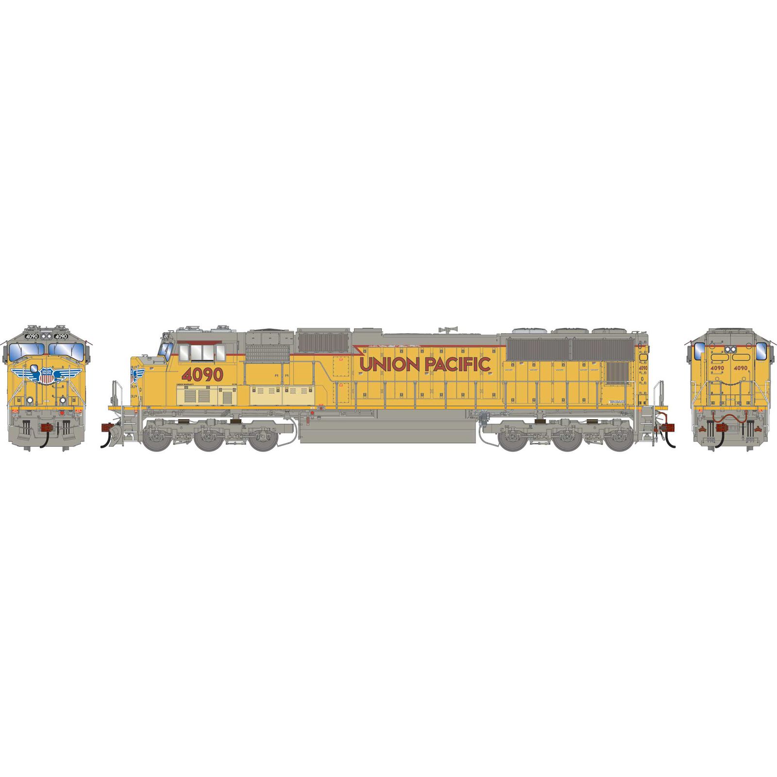 HO SD70M Locomotive with DCC & Sound, Primed For Grime UP #4090
