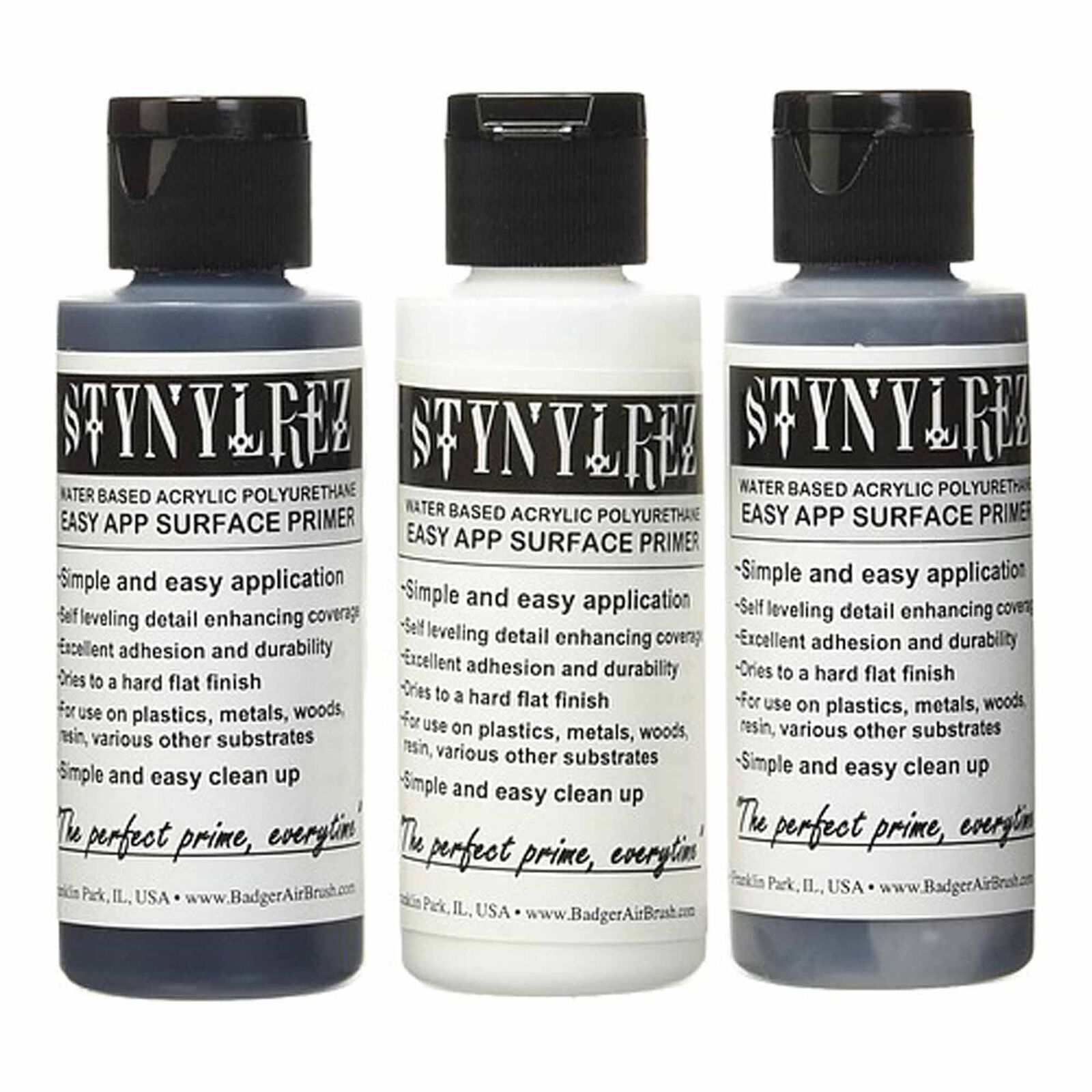 3 Tone Pack 2oz./59ml White, Gray, Black