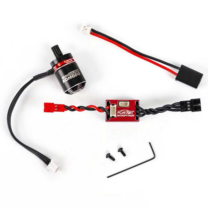 MicroModo Power Combo: Micro Python Brushless ESC & Mini Komodo V2 3450KV Motor, 1/18 Traxxas TRX4m